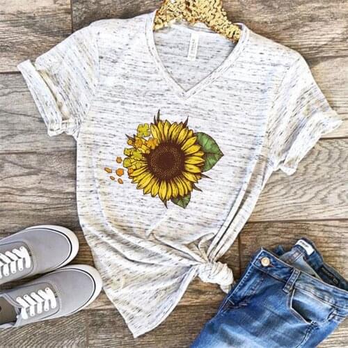 Harajuku Fashion Graphic Tees Women Colored Cactus Sun Flower T-shirt For Wome Slim Fit Cute Girls Tshirts Tees & Tops