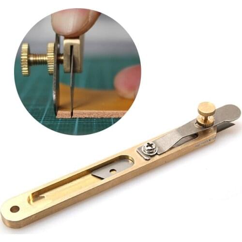 Copper Trimming Knife DIY Incision Cutter Knife for Blade Leather Cutting Tool Patchwork Fabric Splitter for Leather Tools