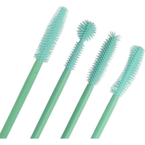 50 pcs Disposable Silicone Head Eyelash Brushes Mascara Wands Lashes Brushes For Eyelash Beauty Makeup