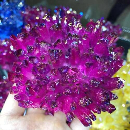 Natural Quartz Crystal Rainbow Titanium Cluster Point Rare Decoration Craft Reiki Stone Can For Healing Specimen Mineral
