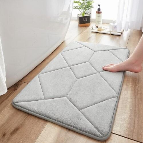 Simple Lattice Memory Foam Bath Mat Comfortable Rebound Foot Mat SBR Non-slip Absorbent Bathroom Carpet Shower Room Door Mat