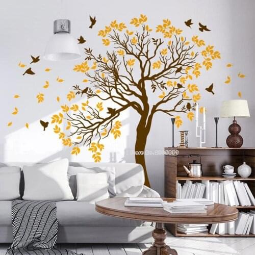 Birds Forest Birch Tree Wall Decal Baby Room Tree Wall Sticker Waterproof Fine Art Wall Decor Ancient Tree Removable Mural LL881