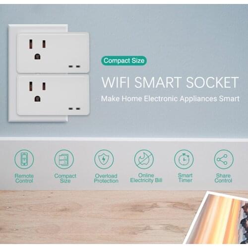 Remote Control Wifi Power Socket Wall Mounted Voice Control Timer Wireless Outlet US Plug