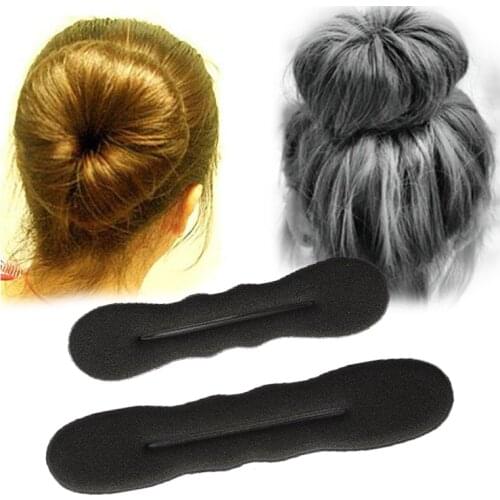 Black Sponge Hair Styling Tool Scrunchie Donut Bun Curler Maker Ring Magic Foam Hair Bun Twist Tool Hair Band Clip Headbands