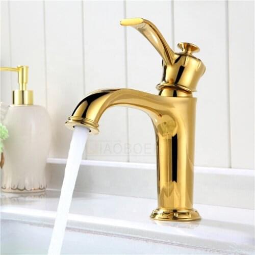 Luxury gold bathroom sink faucet golden cold hot water mixer basin faucet top quality Artistic tap single handle
