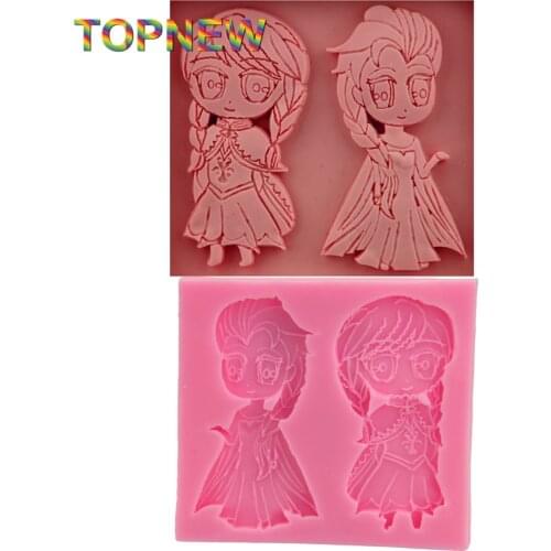 Christmas cooking tools wedding decoration mold Silicone Fondant Mould Chocolate Cake Decorating Tool mold Elsa Anna C1876