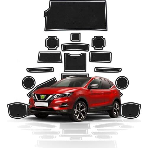 RUIYA For Qashqai J11 SUV 2018 2019 2020 Car Door Groove Mat Anti-slip Slot Pad Auto Interior Organizer Accessories Red White