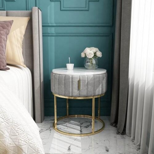 Ins-Style Nordic Marble Bedside Table Simple Home Bedroom Bedside Light LuxurySmall Storage Cabinet Living Room Side Cabinet