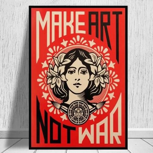 Make Art Not War Slogan Vintage Poster And Prints Murals Pictures On Canvas Wall Art Painting For Living Room Retro Decoration
