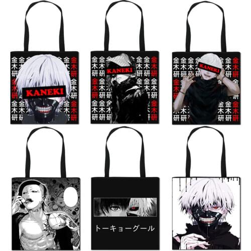 Japanese Anime Tokyo Ghoul Shoulder Bags Manga Kaneki Ken Women Handbags Causal Totes Bag Girls Large Capacity Shopping Bags