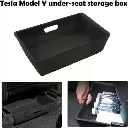 Storage Box For Tesla Model Y 2021 Under Seat High Accessories Case Drawer Interior Car Holder Capacity Felt Cloth Organize L0M1