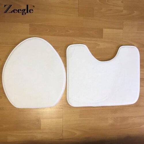 Zeegle 2pcs/set Sample Sponge Toilet Rug Absorbent Soft Memory Foam Mat Anti-Slip Bathroom Carpet Diy Printed White Mat