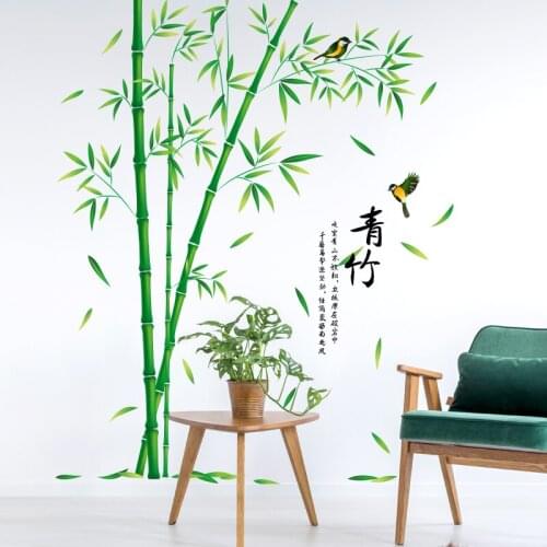 Green Bamboo Wall Stickers Home Office Decor DIY Chinese Style Living Room Backdrop Wall Decals Teenagers Room Decor Large Mural