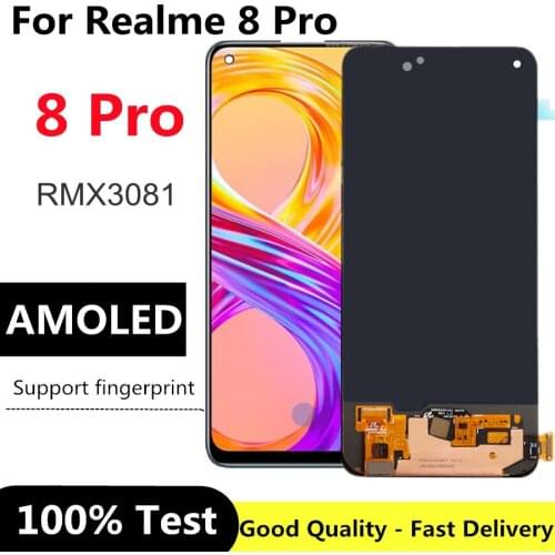 6.4” AMOLED For Realme 8 Pro RMX3081 LCD Display Touch Screen Digitizer Assembly for OPPO Realme8 Pro Lcd