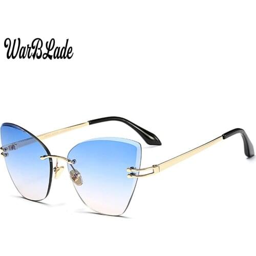 2018 Vintage Luxury Rimless Sunglasses Women Brand Designer Cat Eye Retro Female Sunglass Sun Glasses For Women Lady Sunglass