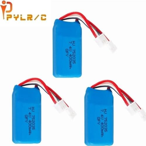 3pcs 7.4v Battery For DM007 RC Airplane Quadcopter Drone Helicopter Toy Spare Parts 2s 7.4V 400MAH Lipo Battery XH2.54 Plug