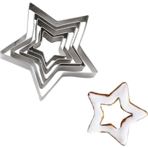 5pcs/set Cake Cutter Mold Stainless Steel Star Cookie Cutter Baking Cooking Tool Cutter Mold Practical Kitchen Accessories