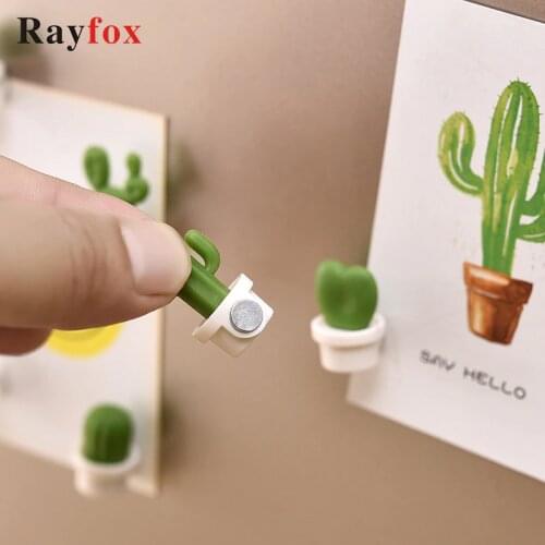 Kitchen Decor Tool 6pcs Fridge Magnet Cute Succulent Plant Magnet Button Cactus Refrigerator Message Sticker Magn Fridge Sticker
