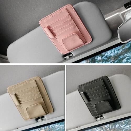 Car Sun Visor Glasses Holder Card Bag Auto Visor Holder Business Storage Holder Car-styling Car Bill Holder Car Accessories