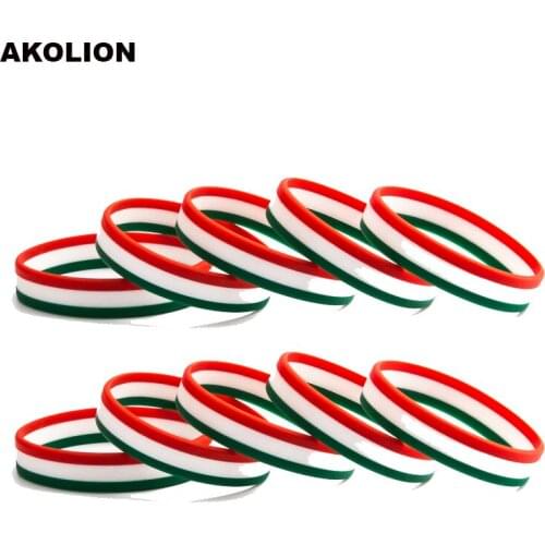 Italy Flag Silicone Bracelet Rubber Wristband Cuff Sports Bangle Gift FB-0012-I