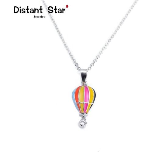 Exquisite silvery hot air balloon womens necklace pendant decoration jewelry for women long snake chain necklace romantic gift