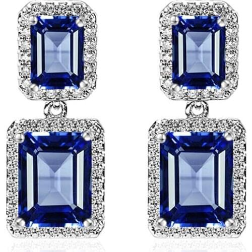 Classic design Cubic Zirconia sparkling rectangle drop Earrings elegant creative geometry vintage earrings for women