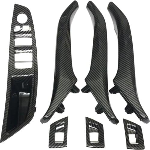 LHD RHD Carbon Fiber Window Switch Panel Door Handle Assembly Set For BMW 5S F10 F11 F18 520i 523i 525i 528i 535i