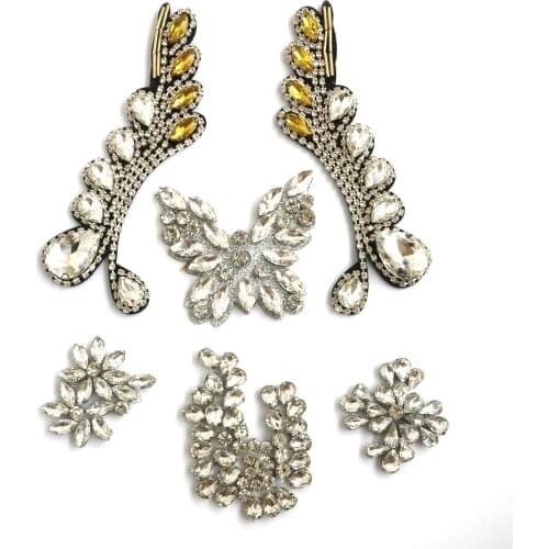 Fashion iron on beaded patches for clothing DIY rhinestone sequins Sew on patch embroidery appliques parche ropa