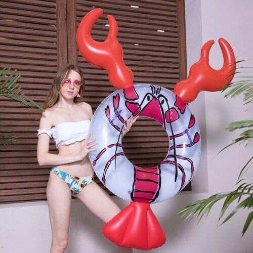 Inflatable Hot Lobster Shape Swimming Ring for Pool Float Mattress Swimming Pool Thickened PVC Summer Floating Ring Seat Toys