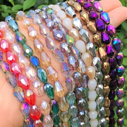 Wholesale AB Multicolor Austria Teardrop Crystal Loose Faceted Drop Briolette Glass Beads For Jewelry Making Craft Diy Earrings