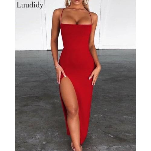 Spaghetti Strap Bandage Slit Dress Party Dress Bodycon Dress