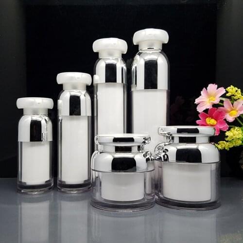 12 x 30ml 50ml 100ml Empty White Airless Elegant Lotion Pump Vacuum Bottles Primer Makeup Face Base Foundation BB Cream Jars