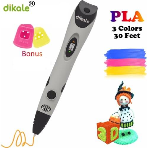 Dikale 3D Printing Pen Drawing Pen USB Charge Three D Printer Pencil Bonus Stencils Filament eBook for Kid Adult Creativity Gift