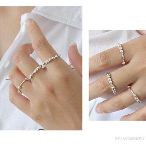 Spinner Fidget Beads Rings for Anxiety Worry Peace Rings Relieving Stress Women Valentines Day Jewelry Gifts ju3 21 wholesales