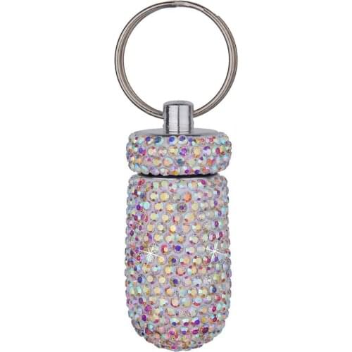 Mini outdoor portable full diamond aluminum alloy small medicine bottle Waterproof Seal Earplug Powder Emergency pills