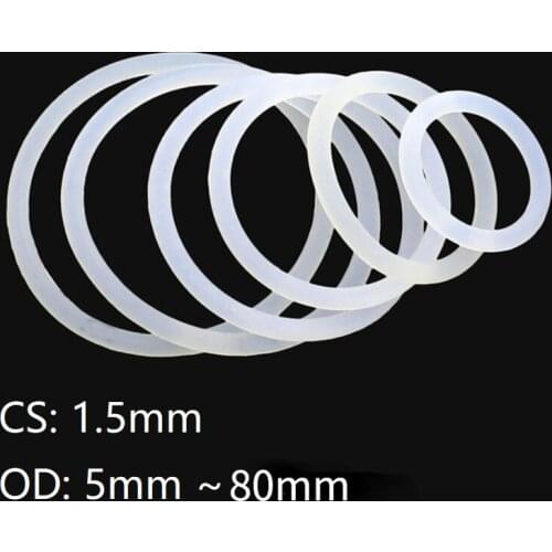 10pc White Silicone O Ring Gasket CS 1.5mm OD 5 ~ 45mm Food Grade Waterproof Washer Round O Shape Rubber silicon ring o-ring