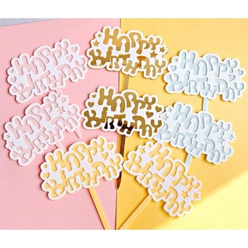 Heart Star Shape Happy Birthday Cake Topper Acrylic Cake Topper For Kid Girl Birthday Party Dessert Cake Decorations New Arrival