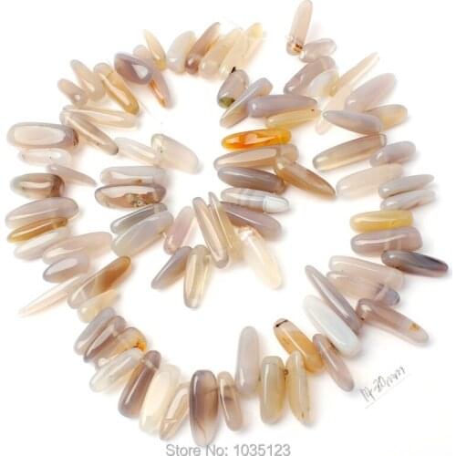 High Quality 14-20mm Pretty Natural Gray Agates Stick Shape Gems Loose Beads Strand 15" DIY Creative Jewellery Making w2903