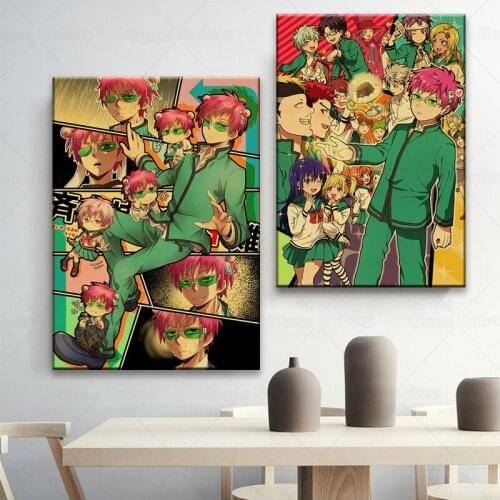 Janpan Anime The Disastrous Lives of Saiki K Saiki Kusuo Anime Poster Paper Vintage Painting Living Room Bar Cafe Decoration
