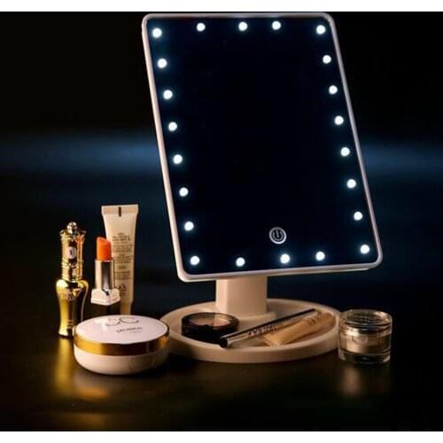 LED Touch Screen USB Charging Led Lights Makeup Mirror Ladys Beauty Vanity Mirrors Portable Make Up For Girls Christmas Gift