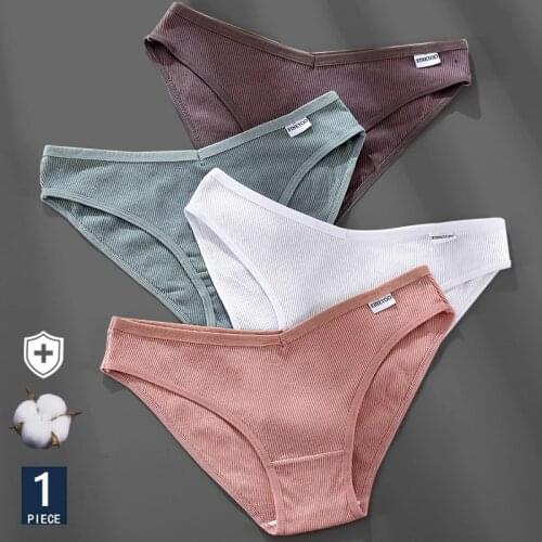 1Pc M-4XL Women Cotton Panties Briefs Female Sexy V Wasit Underwear Ladies Underpants Pantys Girls Plus Size Intimates Lingerie