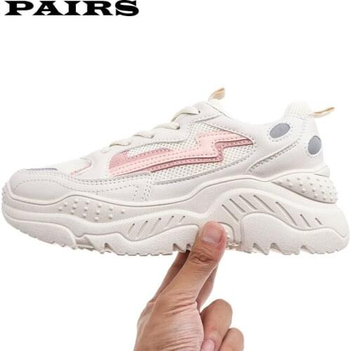 Women Sneakers 2019 Fashion Casual Shoes Woman Comfortable Breathable White Flats Female Platform Chaussure Femme Lace-up Chunk