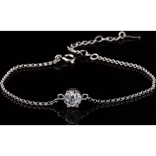 925Silver moissanite bracelet 1.00ct D FL simple atmospheric fashion bracelet adjustable silver bracelet for women