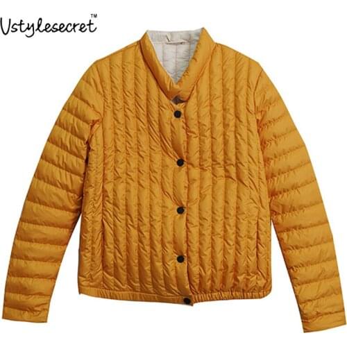Ultralight White Duck Down Coat Single Breast Solid Chaqueta Mujer Retro Autumn Winter Chaquetas Female Casual Doudoune U10823