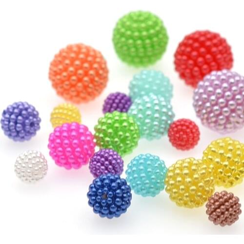 10mm 12mm 14mm 20mm Imitation Pearls Acrylic Bayberry Beads Round Loose Spaced Beads for Jewelry Making DIY Handmade