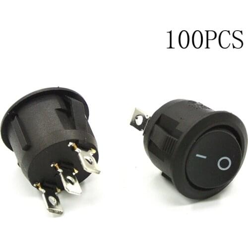 100PCS Black Round Rocker Switch Car Dash Dashboard BoatTruck RV ATV Home
