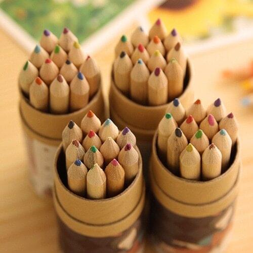12 Color / Set Cute Girl Colored Pencils 12-color Small Pencil Drawing Pen for Kids Coloring Stationery Pencil School Supplies
