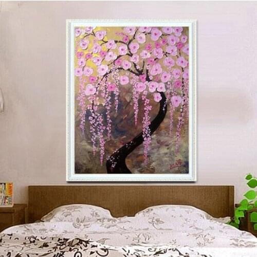 2019 New Full Diamond Painting DIY Anime Flower Tree Abstract Modern Oil Painting Diamond Painting Round Diamond Embroidery