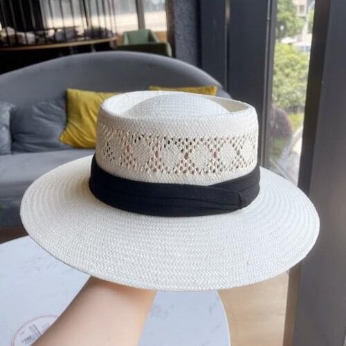 202107-2509100 new summer Handmade paper grass hollow out fedoras cap men women panama jazz hat