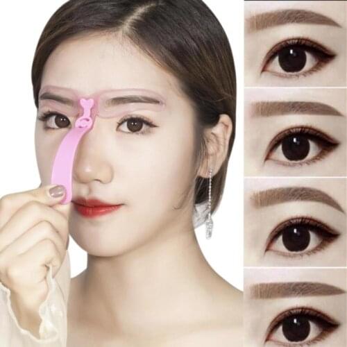 4pcs Reusable Eyebrow Shaping Template Helper Eyebrow Stencils Kit Grooming Card Eyebrow Defining Makeup Tools for Women